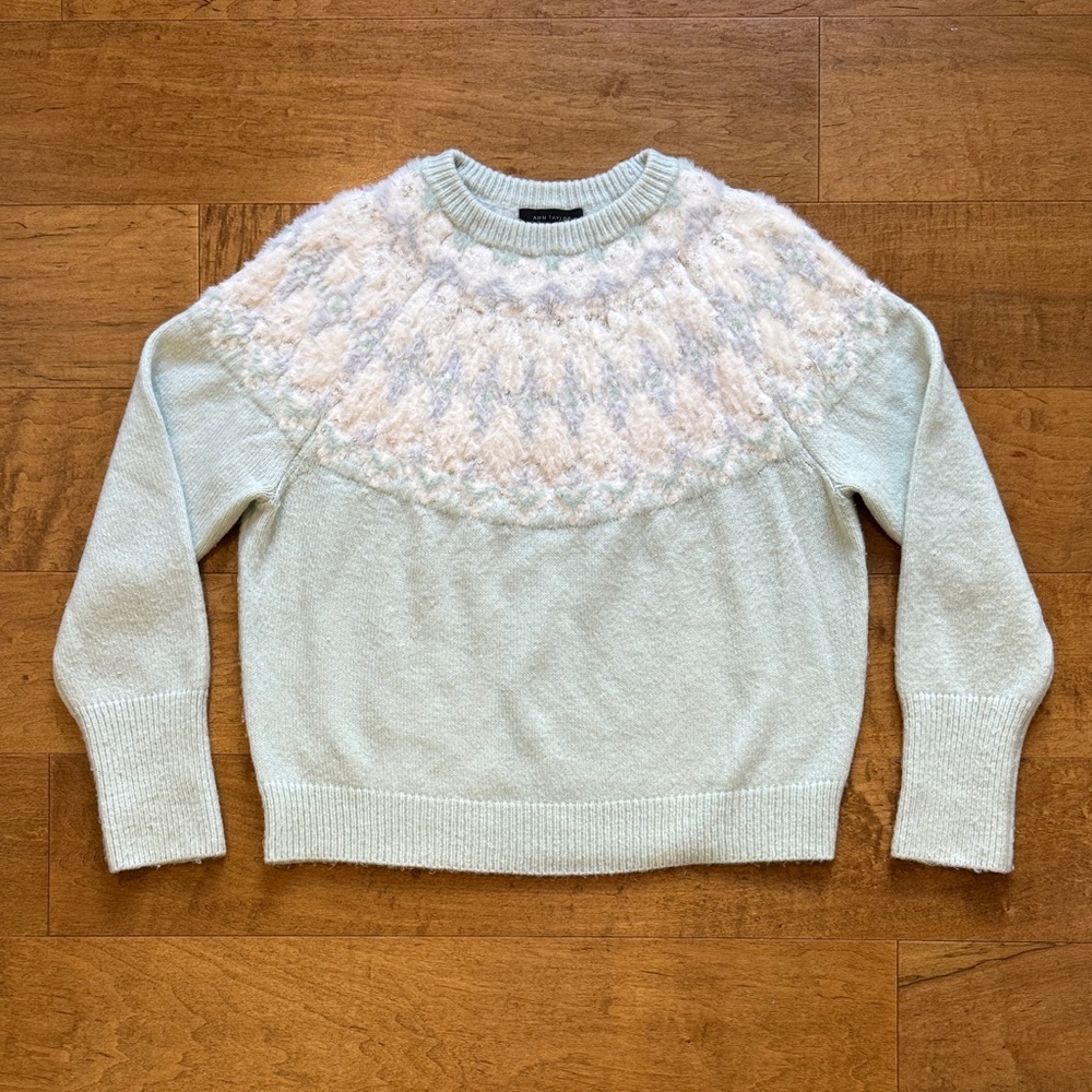 Ann Taylor Fair Isle Mint Green Sweater - Picture 2 of 10